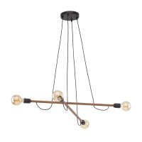 Pendelleuchte verstellbar Holz Metall L: 93 cm 4x E27