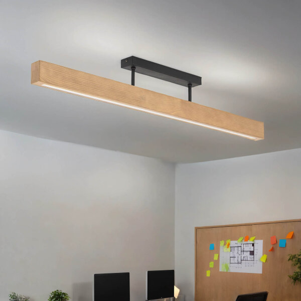 LED Deckenlampe Holz Metall 96 cm lang H: 16,5 cm 3000 K