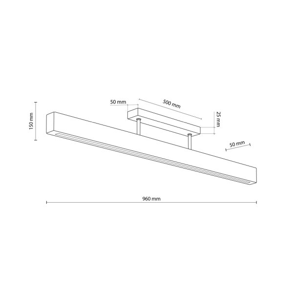 LED Deckenlampe Holz Metall 96 cm lang H: 16,5 cm 3000 K