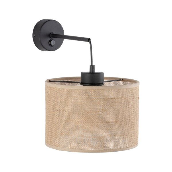 Wandlampe mit Schalter Jute E27 H: 30 cm Boho RIANNE