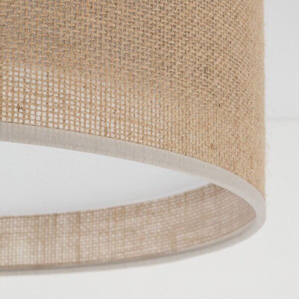 Boho Deckenlampe rund Ø 45 cm H: 13 cm flach Jute 2x E27