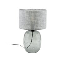 Tischlampe Grau Rauchglas Stoff E27 H: 48 cm Ø 30 cm