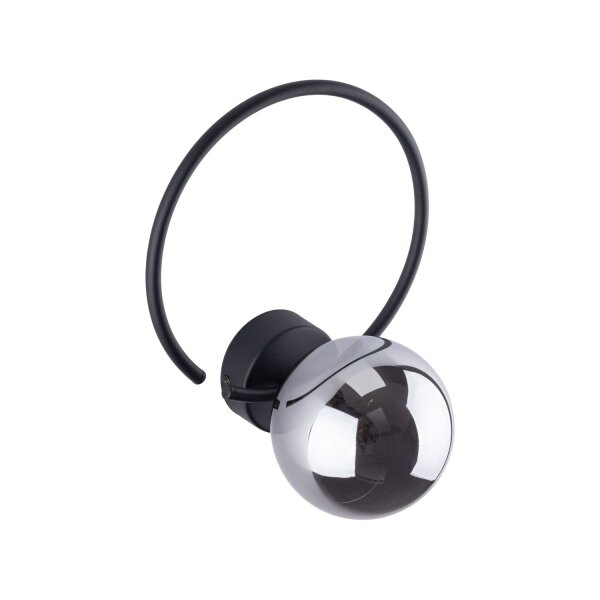 Wandlampe Metall Rauchglas G9 Schwarz Graphit Kugel Schirm
