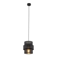Pendelleuchte Schwarz E27 D: 20 cm rund Modern Stoff