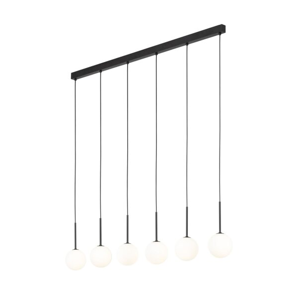 Pendelleuchte B: 122 cm Glas Metall Schwarz Weiß 6x G9