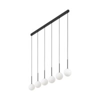 Pendelleuchte B: 122 cm Glas Metall Schwarz Weiß 6x G9