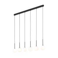 Pendelleuchte B: 122 cm Glas Metall Schwarz Weiß 6x G9
