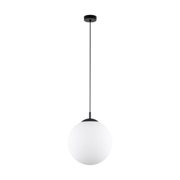Hängelampe Weiß Schwarz Ø 35 cm E27 Kugel Glas Metall