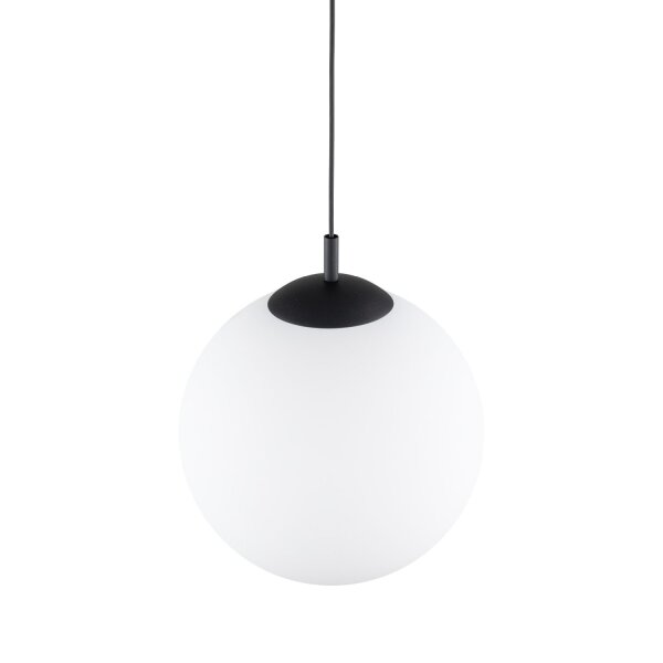 Hängelampe Weiß Schwarz Ø 35 cm E27 Kugel Glas Metall