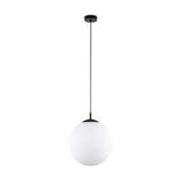 H&auml;ngelampe Wei&szlig; Schwarz &Oslash; 35 cm E27 Kugel Glas Metall