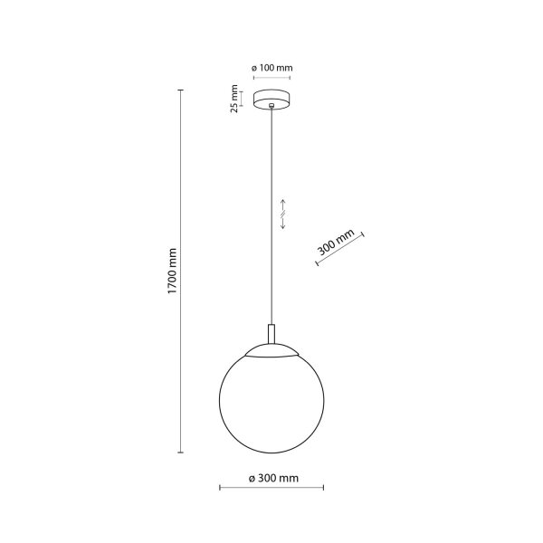 Hängelampe Glas Metall E27 Ø 30 cm rund Kugelschirm