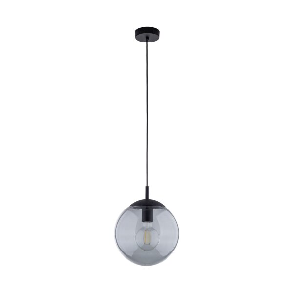 Hängelampe Grau Schwarz Ø 25 cm E27 Kugel Rauchglas Metall