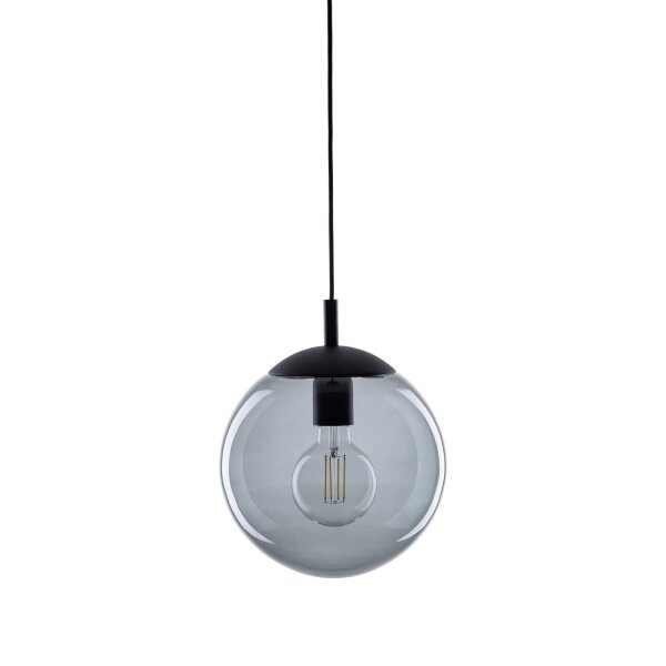 Hängelampe Grau Schwarz Ø 25 cm E27 Kugel Rauchglas Metall
