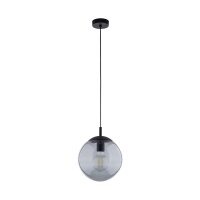 H&auml;ngelampe Grau Schwarz &Oslash; 25 cm E27 Kugel Rauchglas Metall