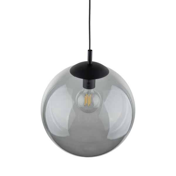 Hängelampe Rauchglas Metall E27 Ø 35 cm rund Kugelschirm