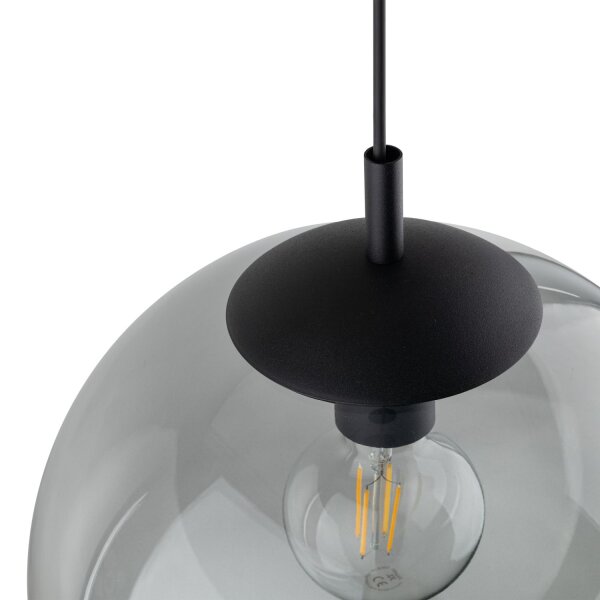 Hängelampe Rauchglas Metall E27 Ø 35 cm rund Kugelschirm