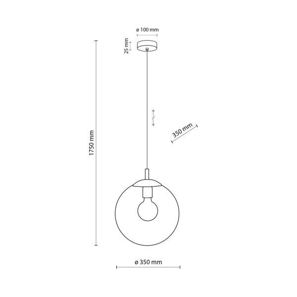 Hängelampe Rauchglas Metall E27 Ø 35 cm rund Kugelschirm