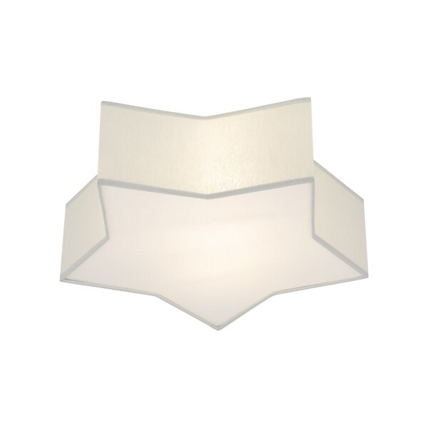Deckenlampe Kinderzimmer Stern L: 45 cm Stoff Weiß Grau 2x E27