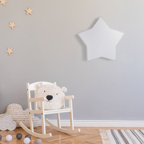 Deckenlampe Kinderzimmer Stern L: 45 cm Stoff Weiß Grau 2x E27