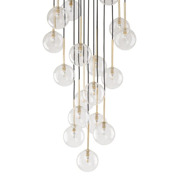 Hängelampe Glas Metall Ø 52 cm H: max. 145 cm in Schwarz Gold