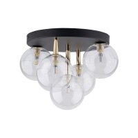 Deckenlampe Glas Metall Ø 35 cm klein Schwarz Gold...