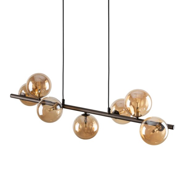 Pendelleuchte Metall Rauchglas L: 90 cm H: max. 153 cm 7x G9