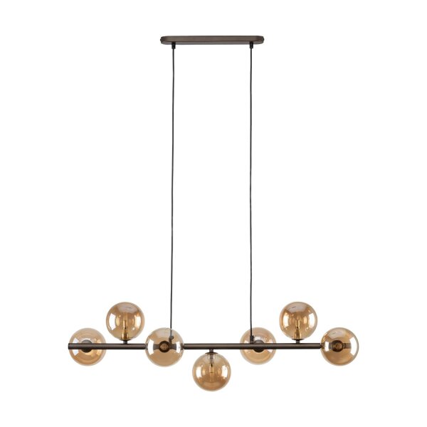 Pendelleuchte Metall Rauchglas L: 90 cm H: max. 153 cm 7x G9