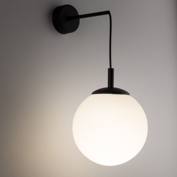 Wandlampe Kugelschirm Glas Metall H: 45 cm B: 18 cm E27