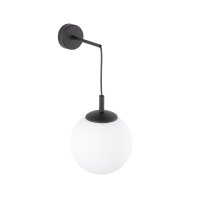 Wandlampe Kugelschirm Glas Metall H: 45 cm B: 18 cm E27