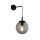 Wandleuchte Rauchglas Metall H: 45 cm B: 18 cm E27 Kugel