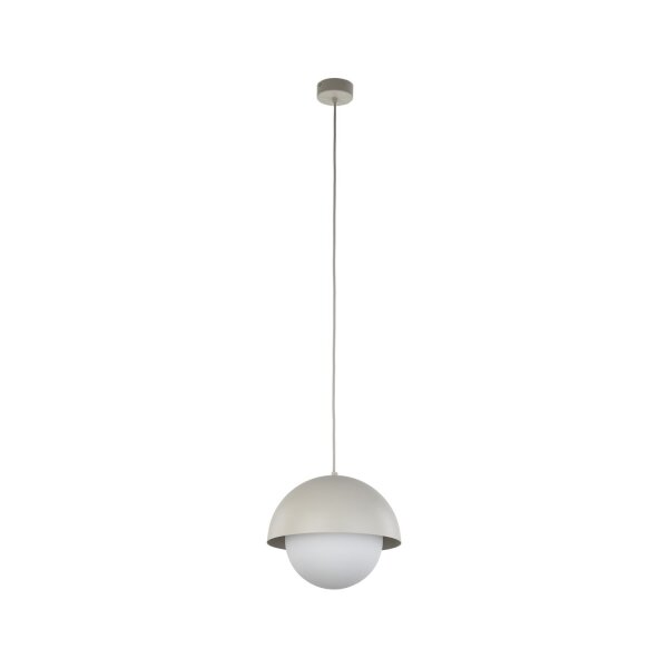 Hängelampe Metall Glas D: 27cm H: max. 160cm Beige Weiß E27