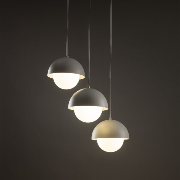 Hängeleuchte 3-flammig Metall Glas G9 Beige Weiß DEVIN