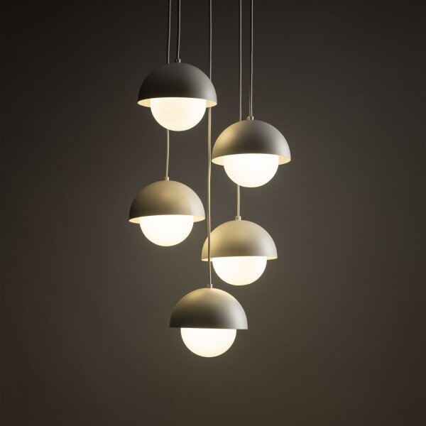 Hängelampe Metall Glas G9 H: max. 1,4 m Beige Weiß 5-flammig