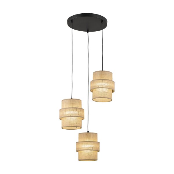 Pendelleuchte Jute Metall E27 H: max 145cm 3-flammig Boho