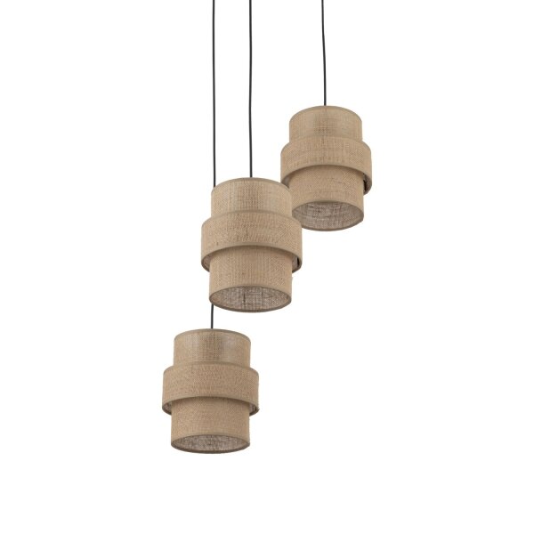 Pendelleuchte Jute Metall E27 H: max 145cm 3-flammig Boho
