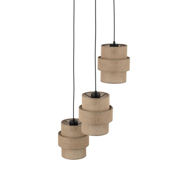 Pendelleuchte Jute Metall E27 H: max 145cm 3-flammig Boho
