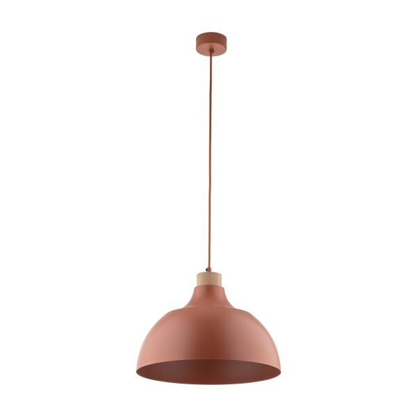 Hängelampe Metall Holz Ø 34 cm rund H: max. 170 cm Rot E27