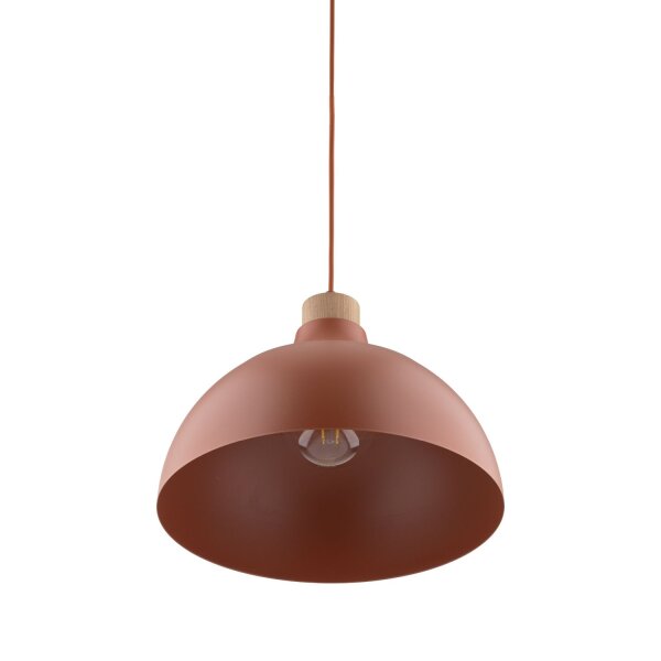 Hängelampe Metall Holz Ø 34 cm rund H: max. 170 cm Rot E27