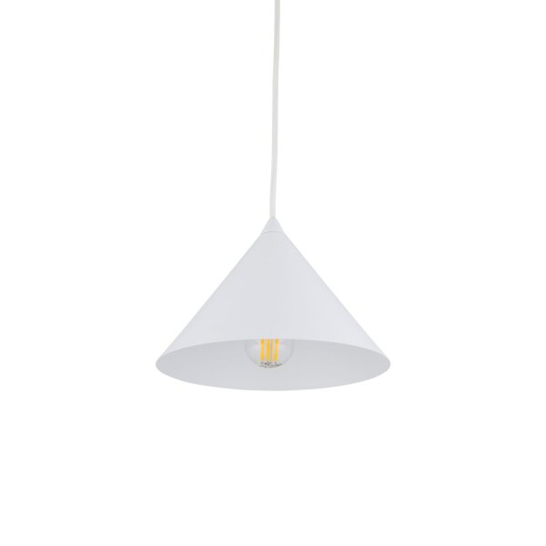 Hängeleuchte Metall E27 D: 19 cm rund H: max. 155 cm Weiß