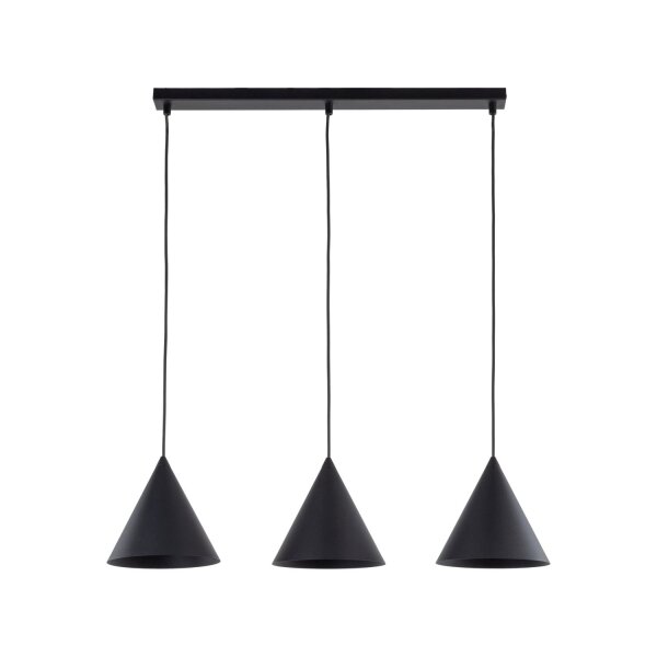 Hängelampe 3-flammig Schwarz L: 75 cm E27 Retro Metall