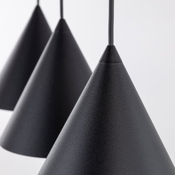 Hängelampe 3-flammig Schwarz L: 75 cm E27 Retro Metall