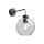 Wandleuchte Rauchglas Metall H: 28 cm E27 Schwarz Graphit