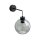 Wandleuchte Rauchglas Metall H: 28 cm E27 Schwarz Graphit