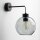 Wandleuchte Rauchglas Metall H: 28 cm E27 Schwarz Graphit