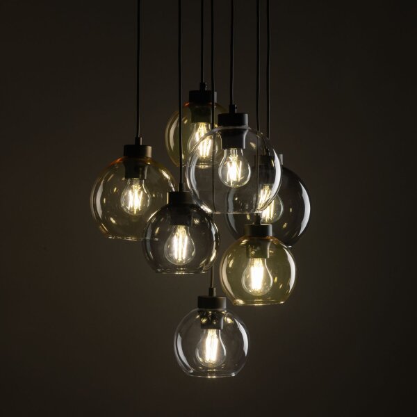 Hängelampe Rauchglas H: max. 140 cm verstellbar 7x E27