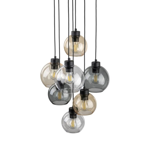 Hängelampe Rauchglas H: max. 140 cm verstellbar 7x E27
