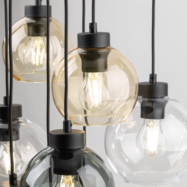 Pendelleuchte Rauchglas H: max. 140 cm verstellbar 9x E27
