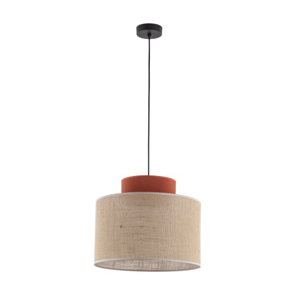 Hängelampe rund Ø 20 cm H: max. 170 cm E27 Jute Stoff