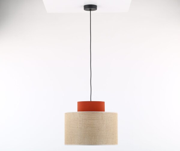 Hängeleuchte rund E27 Ø 38 cm H: max. 170 cm Jute Stoff