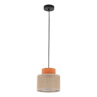 H&auml;ngelampe rund &Oslash; 20 cm H: max. 160 cm Retro Jute Stoff E27